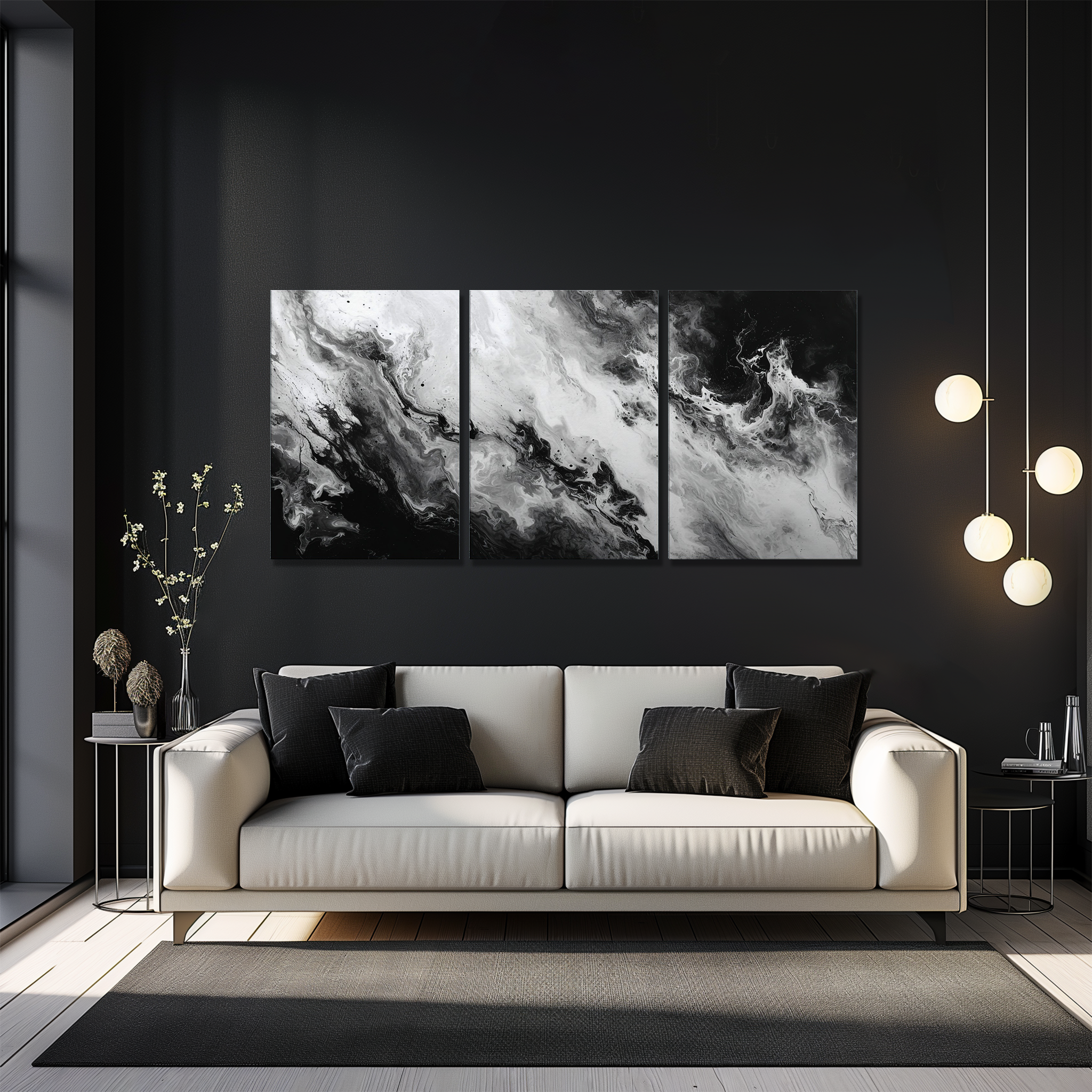 Abstract Black and White Canvas - Sombre Core