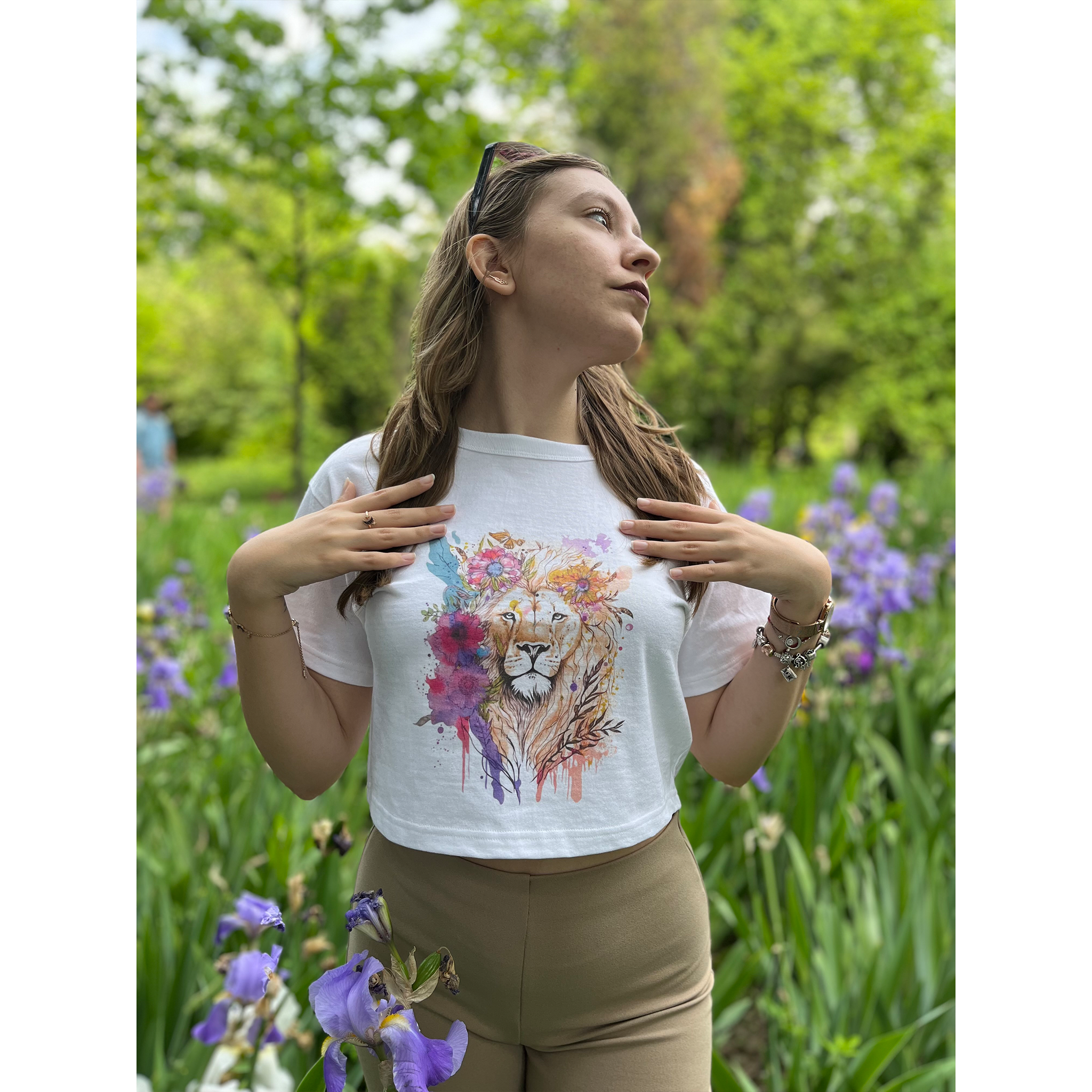 Floral Lion - Champion Women's Cropped T-Shirt