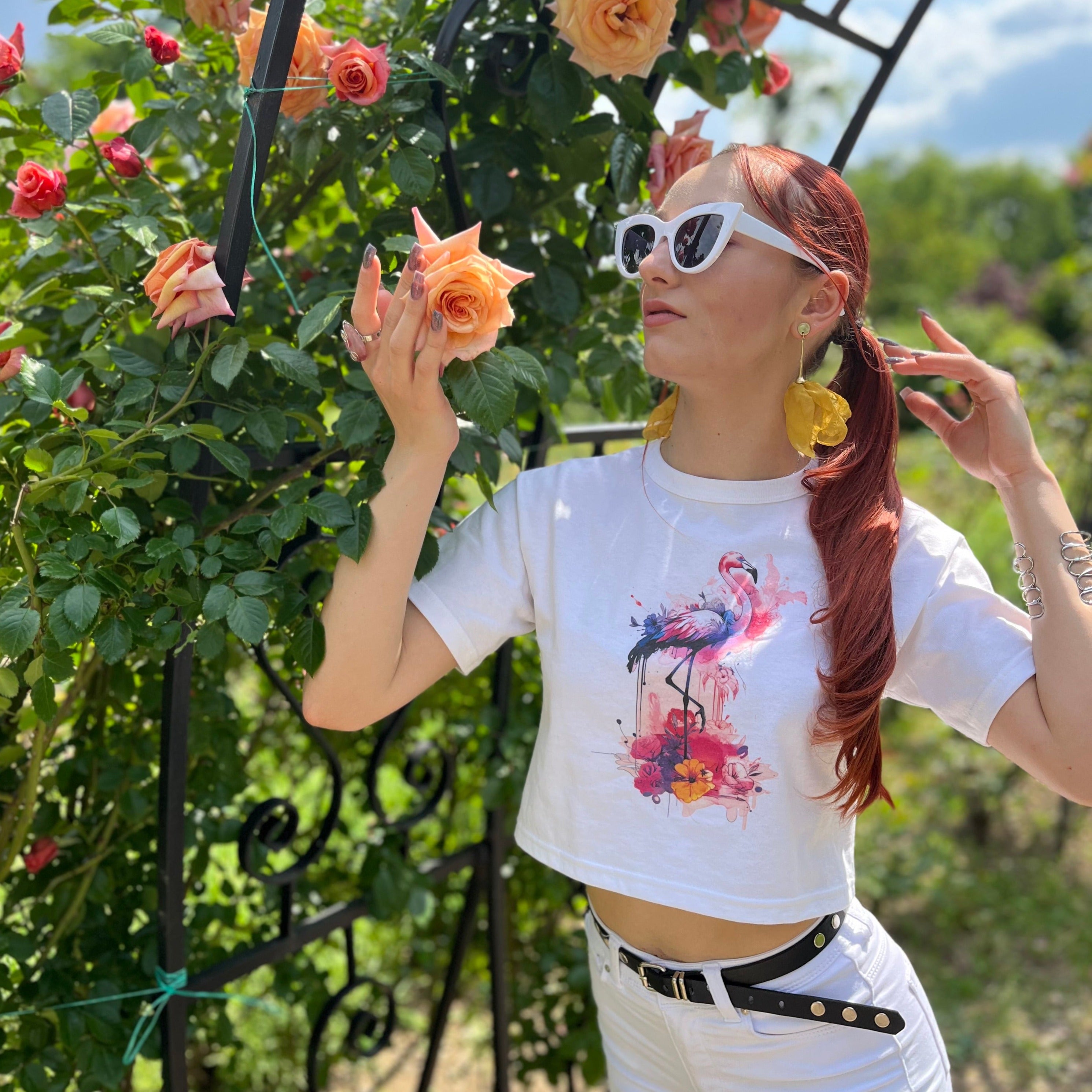 Flamingo Fantasy - Champion Women's Cropped T-Shirt