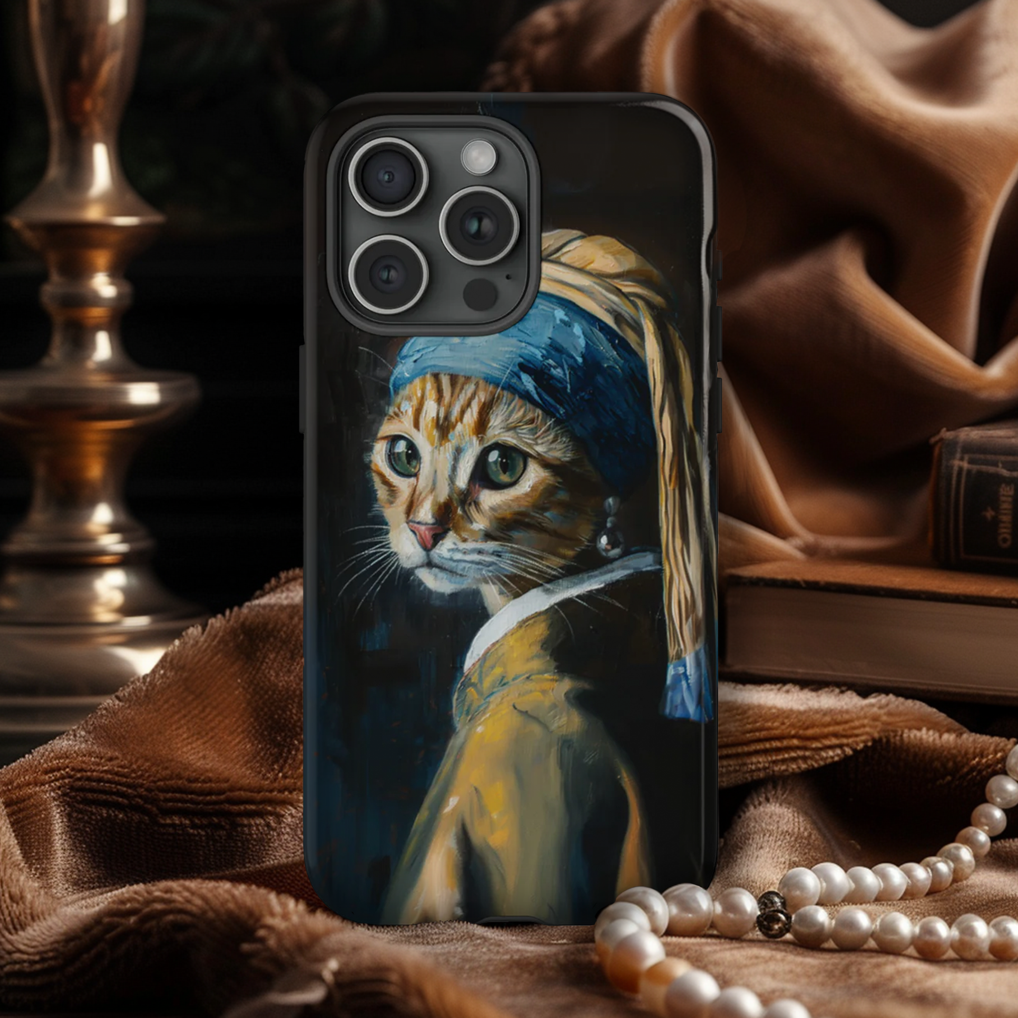 Cat With Pearl Earring Phone Case