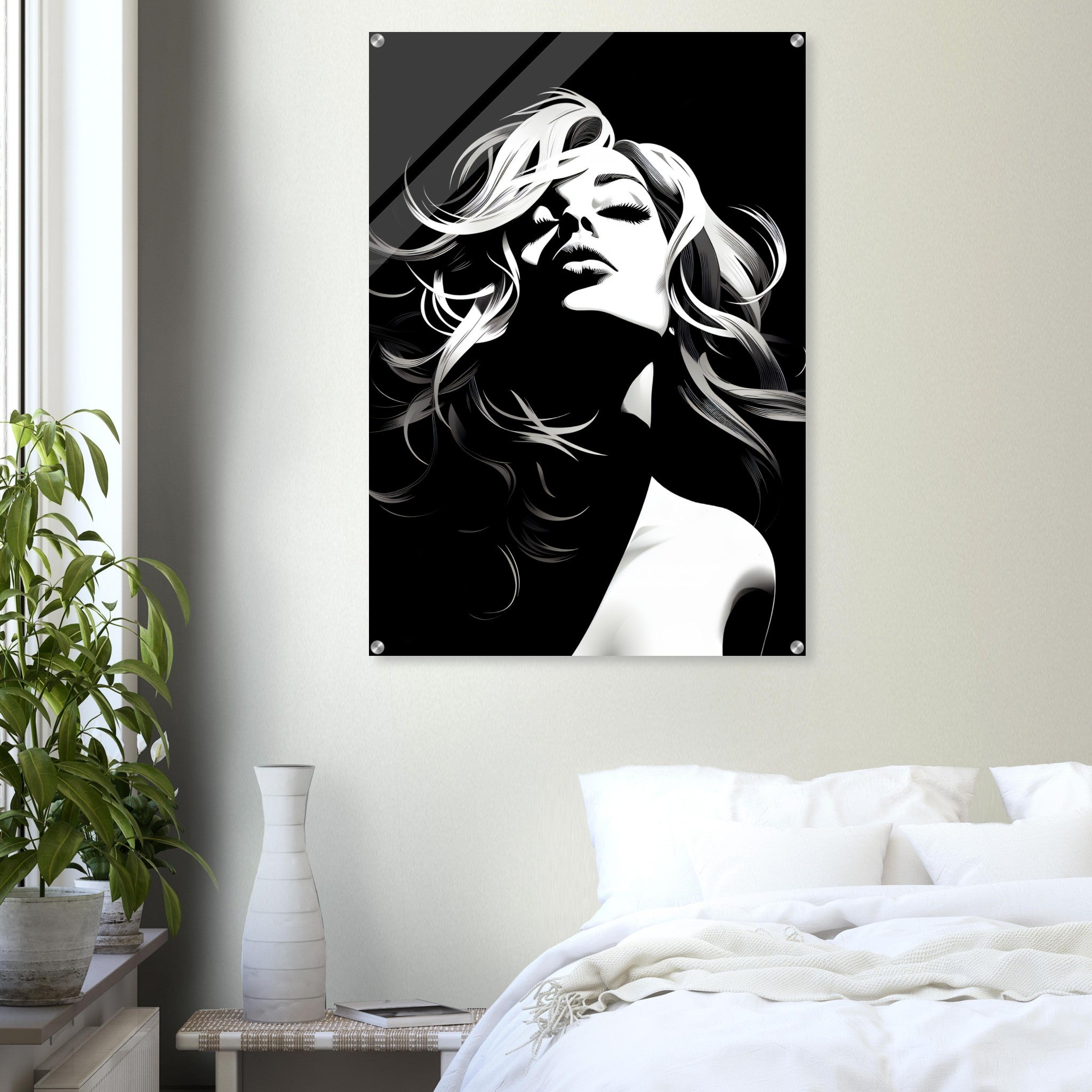 wall decor black and white woman